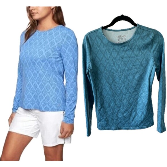 Hang Ten Women's Geometric Long Sleeve Sun Protection UPF 50+ Rash Guard Shirt S - Picture 1 of 7